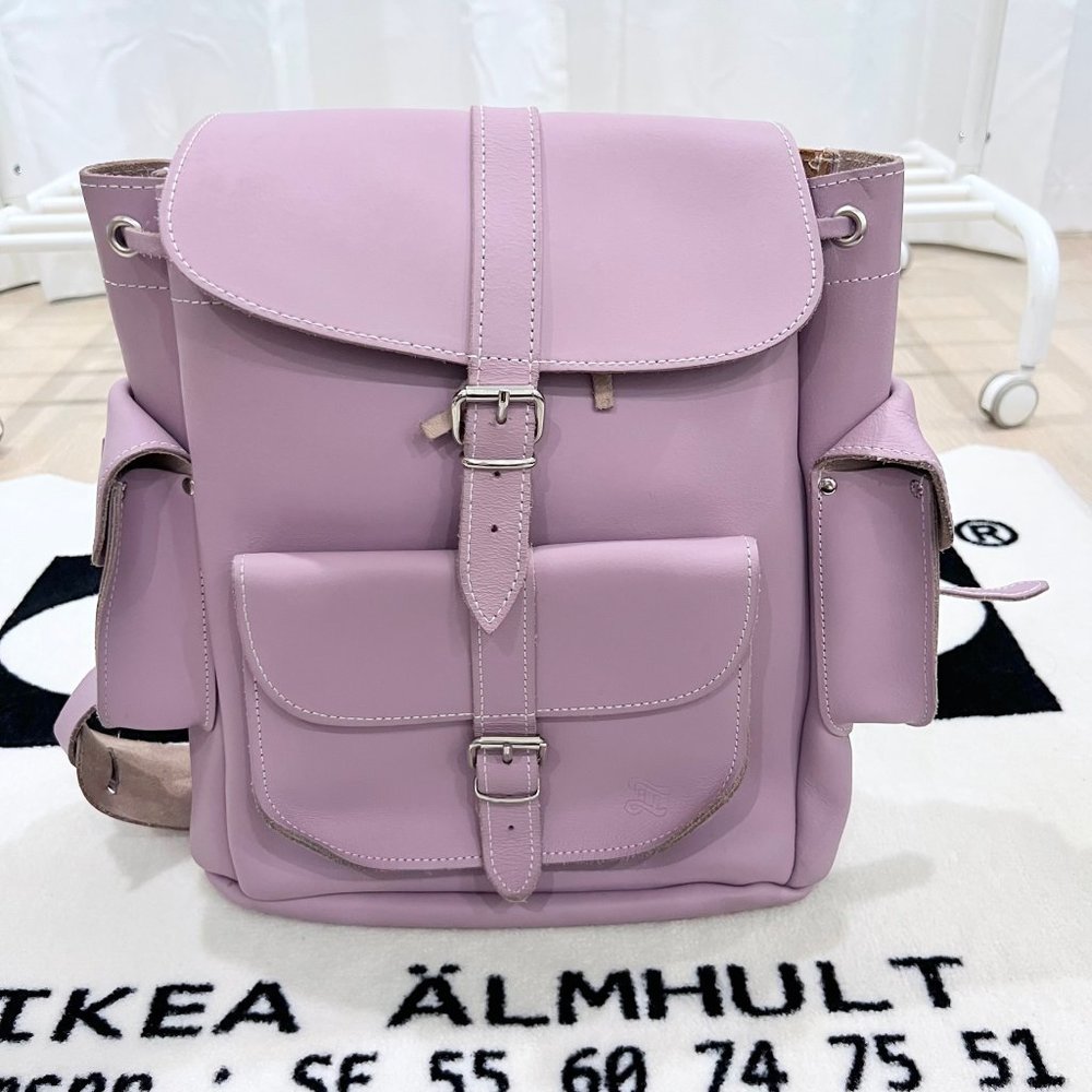Grafea Made in England Leather Backpack - Lilac Purple Colorway